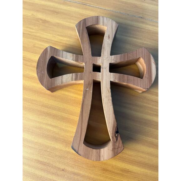 Wooden Cross 3D Carved Christian Inspirational - Picture 3 of 7